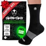 SKUNK SKIN Anti-Odor Crew Socks - Cool, Fresh, and Moisture-Absorbent Breathable Cotton Fabric, Crew-Cut Length - Men & Women - For Everyday Wear, Travel and Active Lifestyle - Black, Pack of 1