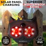 Upgraded Animal Deterrent 2 Pack - Solar Powered Design w/Motion Activated Predator Eyes - Effective Repellent Device for Coyote, Deer, Fox, Raccoon - Predator Lights for Chicken Coop, Farm, Yard