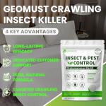 Geomust Diatomaceous Earth Insect & Pest Control, Crawling Insect Killer with Peppermint, Safe for Home & Garden, Ants, Roaches, Fleas, Bed Bugs, Silverfish & More, 1 lb
