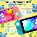 Epstur Cute Thumb Grip Caps for Nintendo Switch/Lite/OLED Controller, for Animal Crossing Kawaii Leaf Joystick Analog Soft Silicone Button Stick Covers for Joy Con Controlle(Leaf Raccoon)