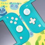 Epstur Cute Thumb Grip Caps for Nintendo Switch/Lite/OLED Controller, for Animal Crossing Kawaii Leaf Joystick Analog Soft Silicone Button Stick Covers for Joy Con Controlle(Leaf Raccoon)