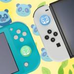 Epstur Cute Thumb Grip Caps for Nintendo Switch/Lite/OLED Controller, for Animal Crossing Kawaii Leaf Joystick Analog Soft Silicone Button Stick Covers for Joy Con Controlle(Leaf Raccoon)