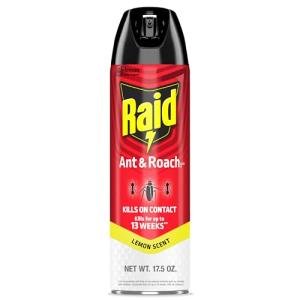 Raid Ant & Roach Killer Spray For Listed Bugs, Keeps Killing for Weeks, Lemon Scent, 17.5 oz