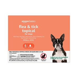 Amazon Basics Flea and Tick Topical Treatment for Small Dogs (5-22 pounds), 6 Count (Previously Solimo)