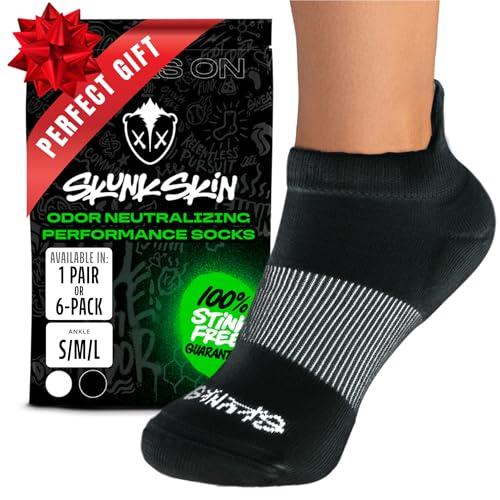 SKUNK SKIN Anti-Odor Ankle Tab Socks – Pack of 1 - Breathable Cotton Athletic Socks for Men & Women – Moisture-Wicking, Low-Cut Design, Comfortable for Everyday Wear, Running & Travel – Black