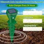 Mole Repellent Solar Powered Ultrasonic,Deer Repellent Devices,Gopher Trap Groundhog Repeller,Sonic Spikes Get Rid of All Pests Vole, Chipmunk,Cat,Skunk,Snake,Mole Trap for Lawn, Garden Yard (2P)