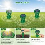 Mole Repellent Solar Powered Ultrasonic,Deer Repellent Devices,Gopher Trap Groundhog Repeller,Sonic Spikes Get Rid of All Pests Vole, Chipmunk,Cat,Skunk,Snake,Mole Trap for Lawn, Garden Yard (2P)