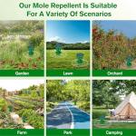 Mole Repellent Solar Powered Ultrasonic,Deer Repellent Devices,Gopher Trap Groundhog Repeller,Sonic Spikes Get Rid of All Pests Vole, Chipmunk,Cat,Skunk,Snake,Mole Trap for Lawn, Garden Yard (2P)