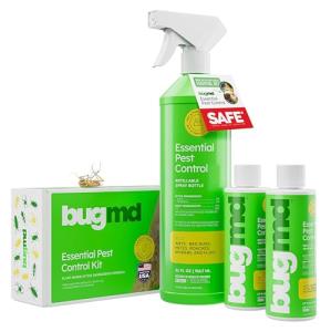 BugMD Ant Killer & Bug Spray - Roach and Cockroach Killer Indoor, Spider Spray for Home, Fly and Insect Defense, Natural, Safe with Essential Oils, Plant-Powered, Pest Control - Starter Kit