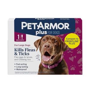 PetArmor Plus Flea and Tick Prevention for Dogs, Dog Flea and Tick Treatment, 1 Dose, Waterproof Topical, Fast Acting, Large Dogs (45-88 lbs)