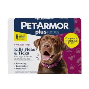 PetArmor Plus Flea and Tick Prevention for Dogs, Dog Flea and Tick Treatment, 6 Doses, Waterproof Topical, Fast Acting, Large Dogs Dogs (45-88 lbs)