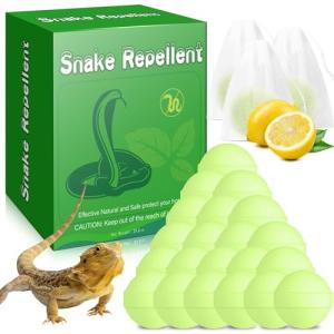 24 Pack Snake & Lizard Repellent for Yard, Natural Rodent Repellent Balls for Outdoors and Indoor, Keep Snakes Lizard and Rodent Away from Lawn Yard Garden Camping Fishing Pet Safe