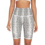 Cerburny Workout Shorts Women Snakeskin High Waist Tummy Control Spandex Shorts Leggings with Pockets for Gym