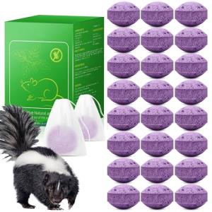 24 Pack Skunk Repellent Outdoor - Natural Rodent Repellent & Rat Repellent, Squirrel Repellent for Cars, Ingredients Rat Repellent Balls Deterrent Indoor for Family & Pet Safe