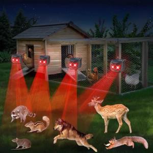 4 Pack Solar Nocturnal Animal Repeller Coyote Deterrent for Yard Predator Deterrent Animal Repellent Predator Eyes for Deer Fox Raccoon Skunk Predator Lights for Chicken Coop Farm Yard