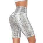 Cerburny Workout Shorts Women Snakeskin High Waist Tummy Control Spandex Shorts Leggings with Pockets for Gym