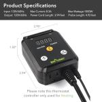 BN-LINK Digital Heat Mat Thermostat Controller for Seed Germination, Reptiles and Brewing Breeding Incubation Greenhouse, 40-108°F, 8.3A 1000W ETL Listed