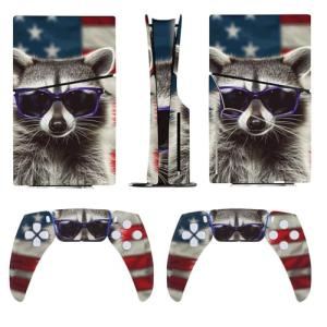 AoHanan Sticker for 5 Slim Disc Skin American Flag Raccoon Skin Controller Accessories Cover Skins Anime Vinyl Cover Sticker Full Set Only for 5 Slim Disk Edition