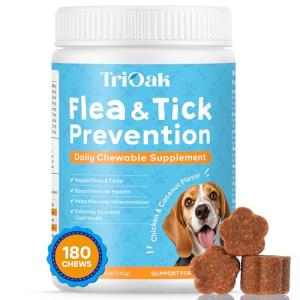 Flea and Tick Prevention for Dogs Chewable: Natural Soft Dog Treats, Oral Pet Treatment for Dogs Health & Immunity - Daily Supplement & Repellent Chews for Small, Large Dog, Puppy Flea & Tick Control