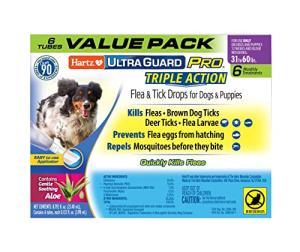 Hartz UltraGuard Pro Flea & Tick Topical Dogs & Puppies Treatment & Prevention, 6 Months, 31-60 lbs