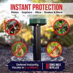 Livin' Well Solar Sonic Pest Repeller Stakes - 8pk Outdoor Pest Repellent with 10,500 Feet Range, Solar Powered Animal Control, Rodent Repellent and Deterrent for Mole, Vole, Gopher