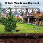 20 Packs Mole Repellent, Vole Repellent Outdoor, Powerful Moles Deterrent for Yard, Gopher Repellent, Moles Control, Keep Mole and Vole Out of Your Garden