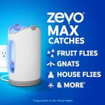 Zevo MAX Bug Catcher & Fly Trap for Indoors - Flying Insect Trap for Gnats, House & Fruit Flies - Use in Any Room - No-Mess Disposal (1 Plug in Base & 2 Cartridges)