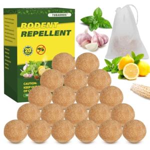 Rodent Repellent, 20Pack Peppermint Oil to Repel Mice and Rats, Squirrel Repellent for Cars, Mouse Repellent for Indoor/Outdoor, Garden Use (1 Count (Pack of 20))
