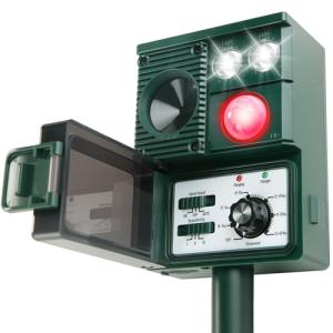 Maxfetched Solar Animal Repellent, 3-in-1 Squirrel Repellent Cat Deer Raccoon Rodent Repellent Ultrasonic Outdoor, Pest Repeller with Motion Activated for Yard Lawn Attic, Dog Skunk Bird Deterrent