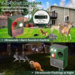 Maxfetched Solar Animal Repellent, 3-in-1 Squirrel Repellent Cat Deer Raccoon Rodent Repellent Ultrasonic Outdoor, Pest Repeller with Motion Activated for Yard Lawn Attic, Dog Skunk Bird Deterrent