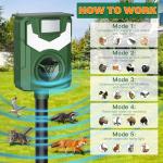 2 Pack of X-PEST Solar-Powered Ultrasonic Animal Repellent for Outdoor Yard, Waterproof Cat Deterrent with LED Flashing Lights and Motion Sensor,Effective to Repel Cats, Coyotes, Raccoons, and Deer
