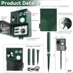 Maxfetched Solar Animal Repellent, 3-in-1 Squirrel Repellent Cat Deer Raccoon Rodent Repellent Ultrasonic Outdoor, Pest Repeller with Motion Activated for Yard Lawn Attic, Dog Skunk Bird Deterrent