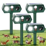 2025 Solar Ultrasonic Animal Repellent Sonic Fortress Pro Deer Repellent Raccoon Repeller Rabbit Squirrel Deterrent with Flash Light Motion Sensor to Keep Dog Cat Fox Skunk Out of Garden Yard(4Pack)
