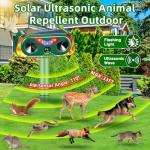 2025 Solar Animal Repellent Ultrasonic Cat Repellent Outdoor with Motion Sensor & Flashing Lights,Ultrasonic Control for Deer, Squirrel,Raccoon,Rabbit,Fox,Skunk Deterrent for Yard Garden,4 Pack