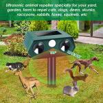 2025 Solar Ultrasonic Squirrel Deer Repellent Rabbit Repeller Raccoon Deterrent Animal Repellent Sonic Fortress Pro with Motion Sensor to Keep Cat Dog Fox Skunk Out of Garden Yard(4Pack)