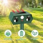 2025 Solar Ultrasonic Squirrel Deer Repellent Rabbit Repeller Raccoon Deterrent Animal Repellent Sonic Fortress Pro with Motion Sensor to Keep Cat Dog Fox Skunk Out of Garden Yard(4Pack)
