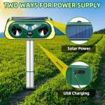 2025 Solar Animal Repellent Ultrasonic Cat Repellent Outdoor with Motion Sensor & Flashing Lights,Ultrasonic Control for Deer, Squirrel,Raccoon,Rabbit,Fox,Skunk Deterrent for Yard Garden,4 Pack