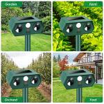 2025 Solar Ultrasonic Squirrel Deer Repellent Rabbit Repeller Raccoon Deterrent Animal Repellent Sonic Fortress Pro with Motion Sensor to Keep Cat Dog Fox Skunk Out of Garden Yard(4Pack)