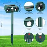 2025 Solar Ultrasonic Squirrel Deer Repellent Rabbit Repeller Raccoon Deterrent Animal Repellent Sonic Fortress Pro with Motion Sensor to Keep Cat Dog Fox Skunk Out of Garden Yard(4Pack)