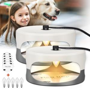 KILSACO Flea Trap for Inside Your Home 2 Packs - Premium Electric Flea Traps, Natural and Child-Friendly Indoor Flea Control for Home & Garage with 5 Glue Disc Refills and 5 Lightbulbs