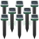 Mole Repellent Solar Powered 8 Pack,Snake Vole Repellent Outdoor, Gopher Repellent Ultrasonic Solar Powered for Lawn Garden Waterproof, Sonic Mole Spikes,Get Rid of Moles Groundhog Chipmunk Repellent