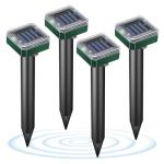 Solar Powered Mole Repellent, 4 Pack Ultrasonic Gopher Vole Deterrent Outdoor - Waterproof Sonic Spikes for Lawn, Garden & Yard - Repels Rats Squirrels Skunks Chipmunks Groundhogs Snakes & Rodents