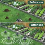 Solar Powered Mole Repellent, 4 Pack Ultrasonic Gopher Vole Deterrent Outdoor - Waterproof Sonic Spikes for Lawn, Garden & Yard - Repels Rats Squirrels Skunks Chipmunks Groundhogs Snakes & Rodents