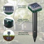 Solar Powered Mole Repellent, 4 Pack Ultrasonic Gopher Vole Deterrent Outdoor - Waterproof Sonic Spikes for Lawn, Garden & Yard - Repels Rats Squirrels Skunks Chipmunks Groundhogs Snakes & Rodents