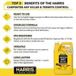 Harris Carpenter Ant Killer & Termite Control Treatment, Kills On Contact, Odorless & Non-Staining Formula, 128 Oz