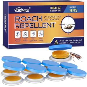 Roach Gel Bait Traps Indoor and Outdoor: Cockroach Killer Repellents for German Cockroaches, Small Roaches – Cockroach Deterrent for Homes and Kitchens – Pet Safe Roach Control 16 PCS