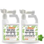 Mighty Mint Peppermint Oil Lawn & Yard Bug Control Spray – Natural Outdoor Pest Repellent for Fleas, Ticks, Mosquitoes, Ants, and More – Plant-Based, Extra-Strength Formula – 32 oz (Pack of 2)