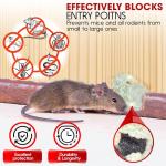 Rodent Barrier Kit, 3PCS Steel Wool Included PU Foam Hole Filler, 3.2"x7.5’ Steel Wool for Mice Control, Rodent Control Fill Fabric, Gloves, Scissors, Gap Blocker in Hole Pipeline Vent in House Garage