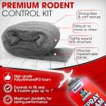 Rodent Barrier Kit, 3PCS Steel Wool Included PU Foam Hole Filler, 3.2"x7.5’ Steel Wool for Mice Control, Rodent Control Fill Fabric, Gloves, Scissors, Gap Blocker in Hole Pipeline Vent in House Garage