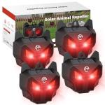 X-PEST 4 Pack Solar Powered Coyote Deterrent with Red LED Flashing Lights – Effective Coyote, Raccoon, Skunk, Deer & Hawk Deterrent – Waterproof Predator Lights for Yards, Gardens & Chicken Coop